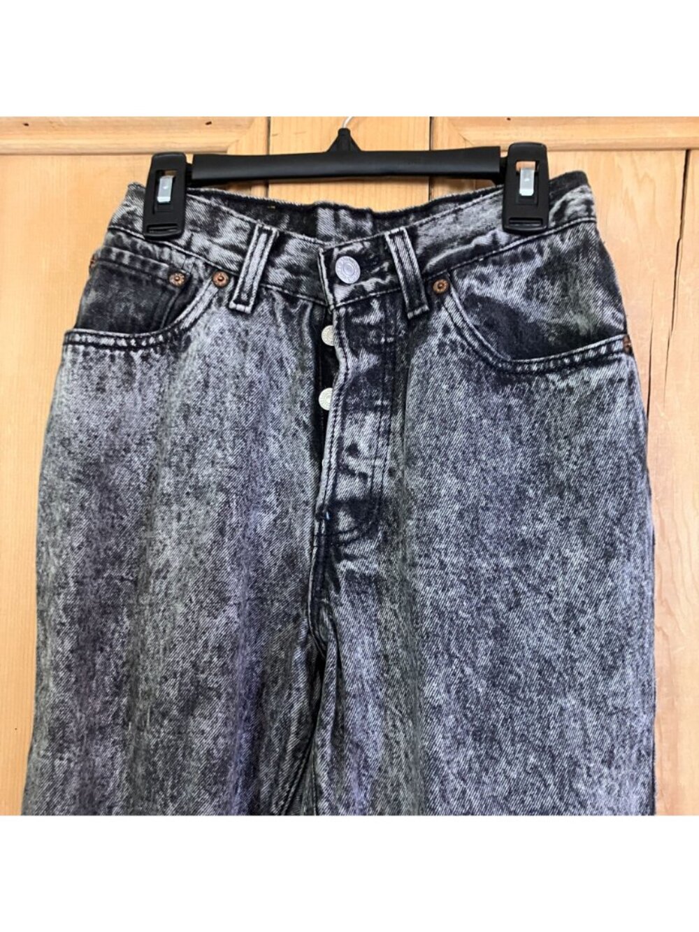 Levi's 544 Jeans Vintage 90s Acid Wash Jeans Size Juniors 3 XXS Black AN EXC. - Picture 3 of 12